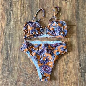 SHEIN Orange and Purple Paisley Bikini
